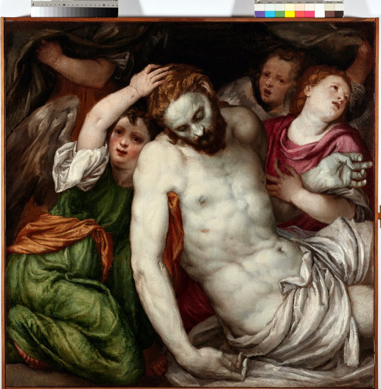 Pieta et anges (Meleklerle Pieta) Tablo Lambert Sustris (1515-1584) 16. yüzyıl Güneş 83x84 cm Musei di Strada Nuova Genes by Lambert Sustris