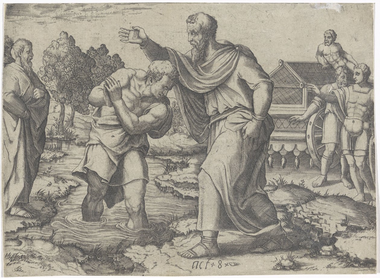 Etiyopya Hadımının Vaftizi Philip tarafından Elçilerin İşleri kitabından sahneler (dizi başlığı) by Lambertus Suavius (attributed to)