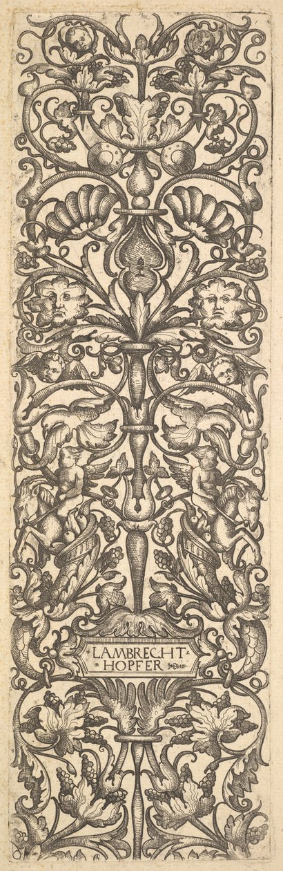 Merkezde keçilerin üzerinde putti bulunan şamdan, yakl. 1525-50. by Lambrecht Hopfer