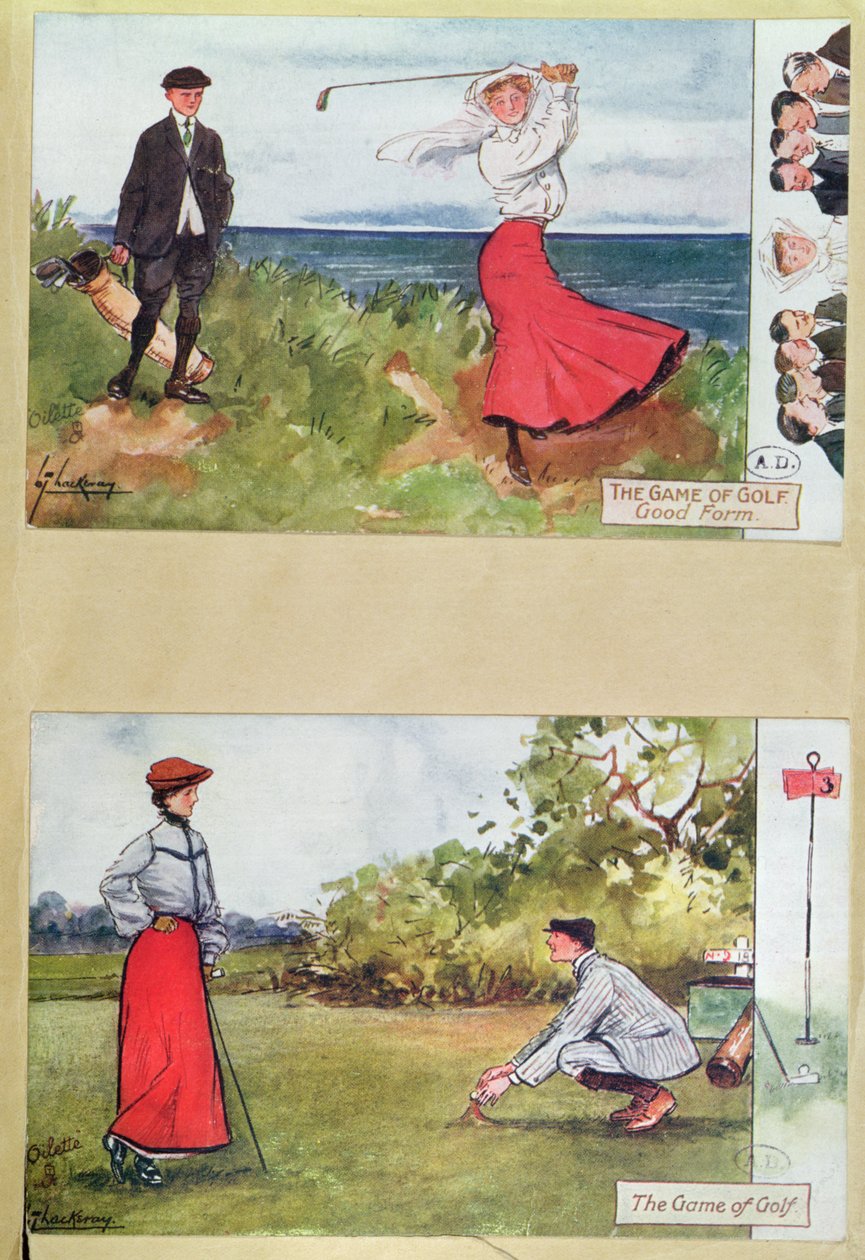 20. yüzyılın başlarında golf oyununu tasvir eden kartpostallar by Lance Thackeray