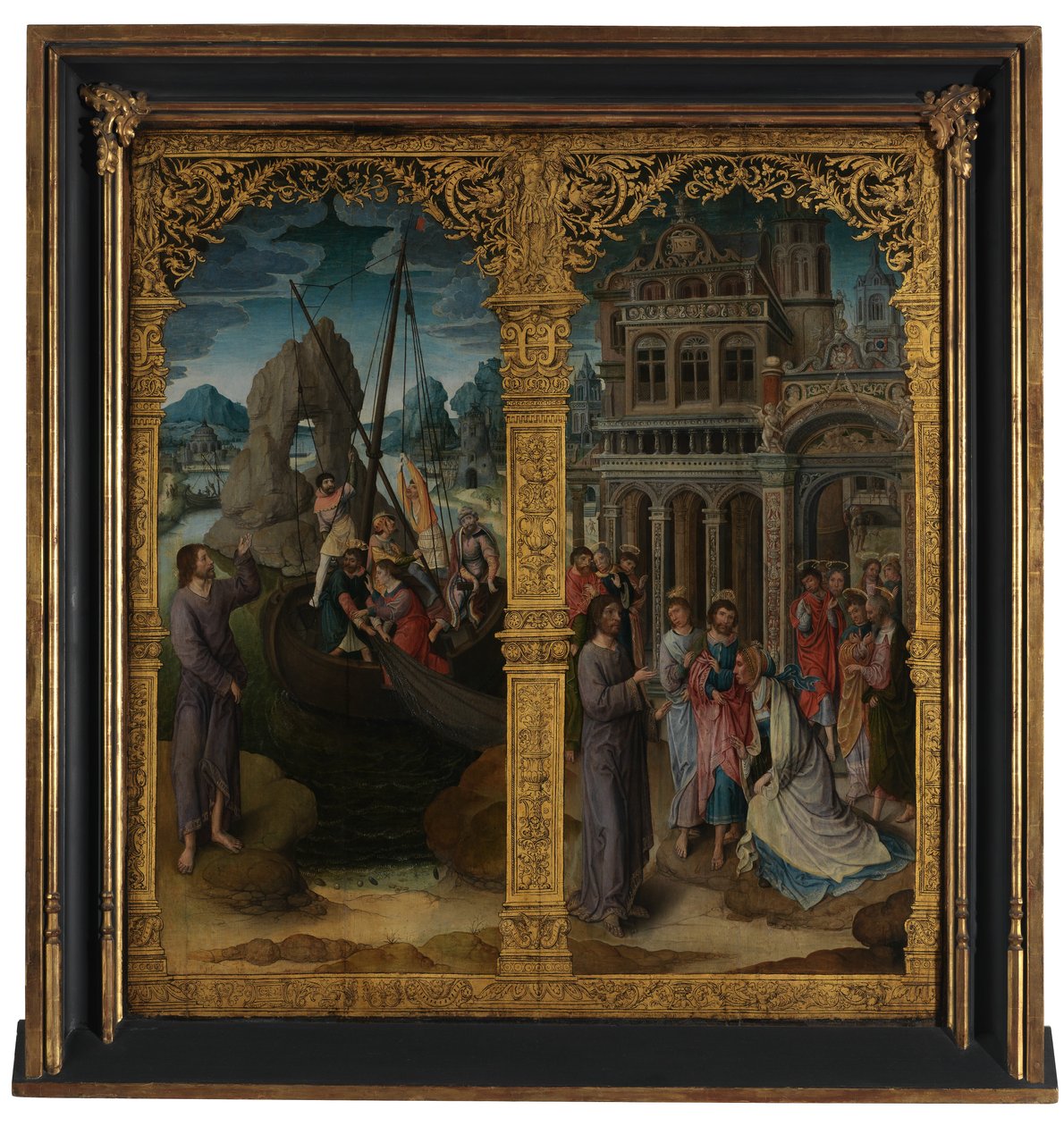 Peter'ın Çağrısı ve Hemorroissa'nın İyileşmesi (panel üzerine yağlıboya) by Lancelot (school of) Blondeel