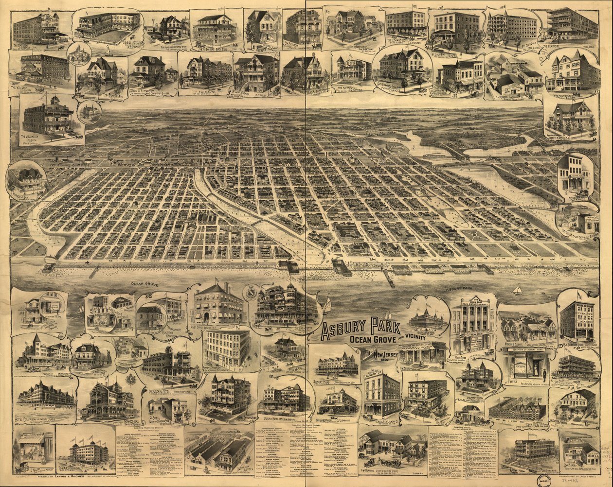 Asbury Park, Ocean Grove ve çevresi, New Jersey 1897. by Landis And Hughes