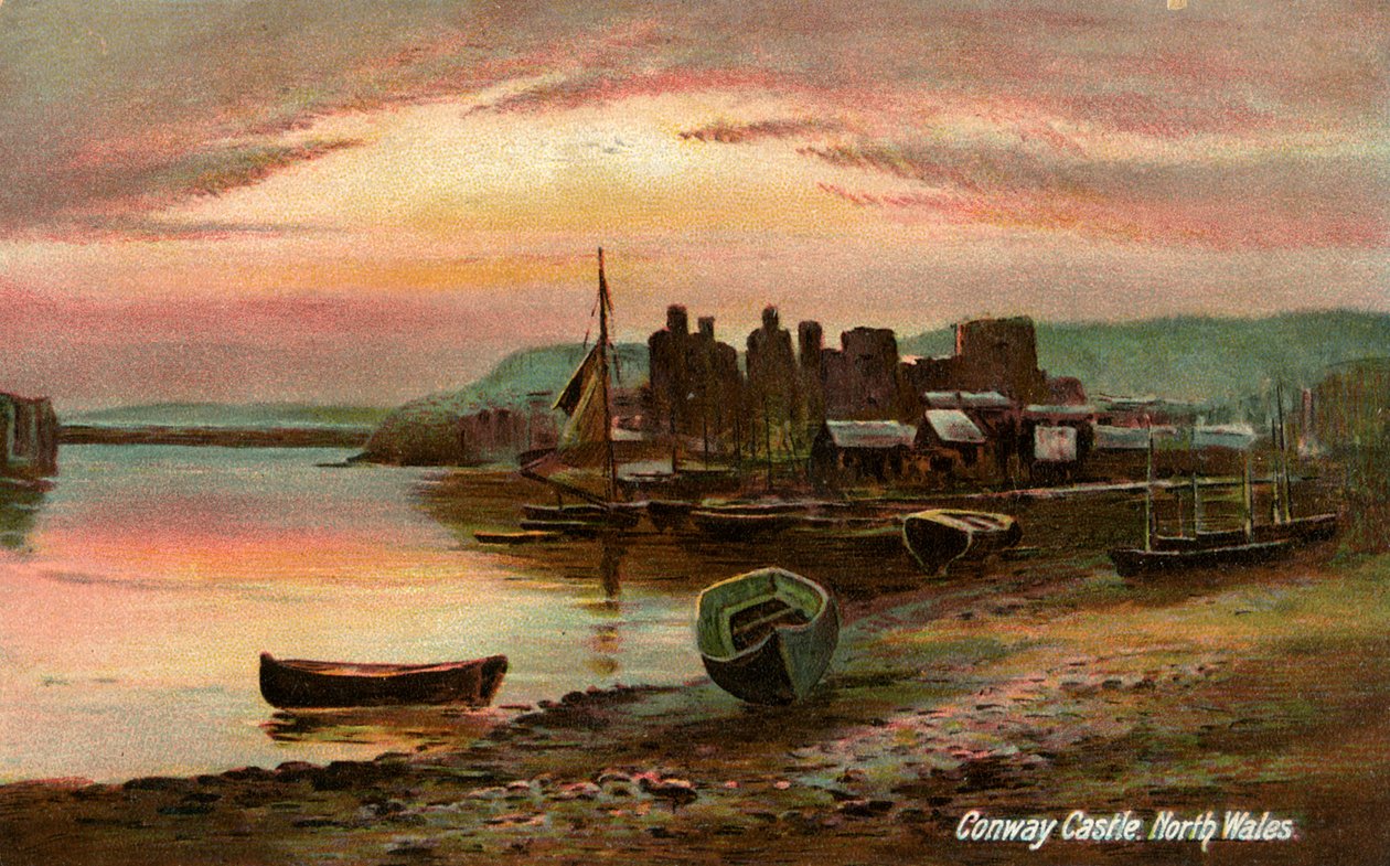 Conway Kalesi, Caernarvonshire, Kuzey Galler, 19. yüzyılın sonları veya 20. yüzyılın başlarında. by Langsdorff and Co