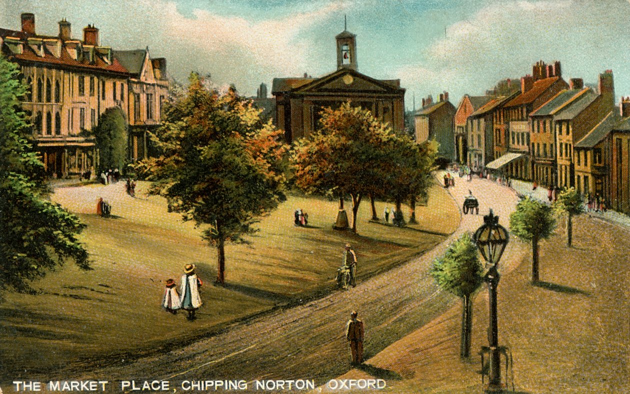 Pazar Yeri, Chipping Norton, Oxfordshire, 19. yüzyılın sonları veya 20. yüzyılın başlarında. by Langsdorff and Co