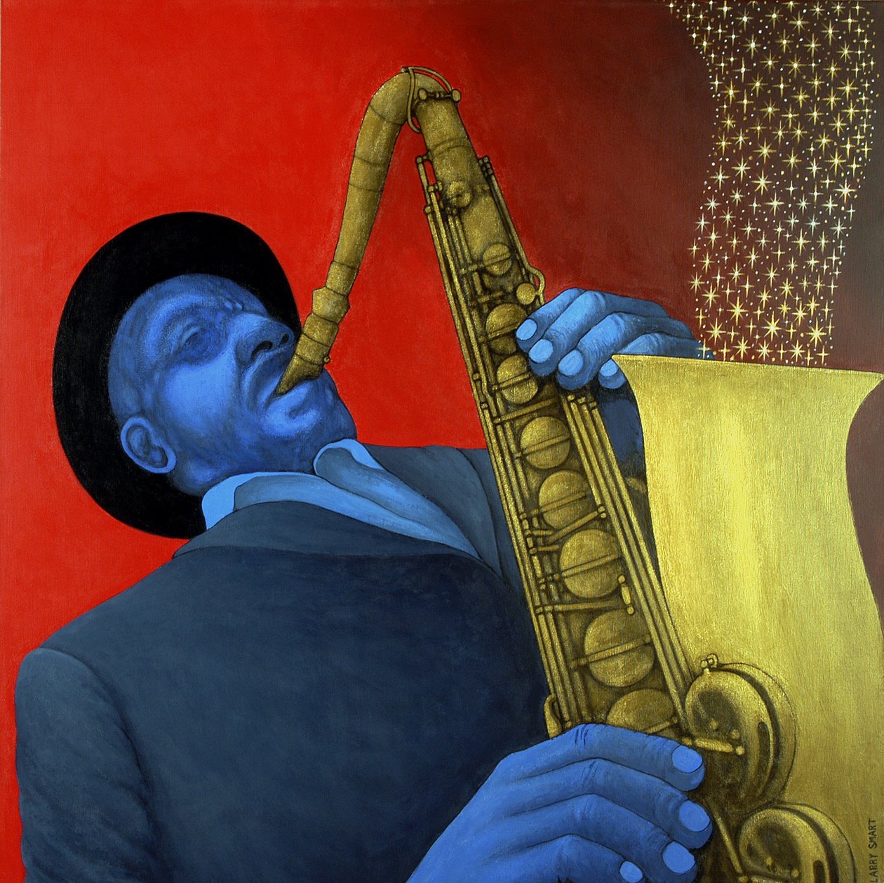 Ben Webster (1909-73) (keten üzerine akrilik) by Larry Smart