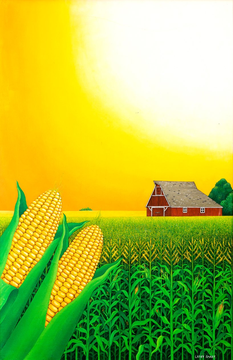 Nebraska Mısır Tarlası, 1993 (akrilik) by Larry Smart