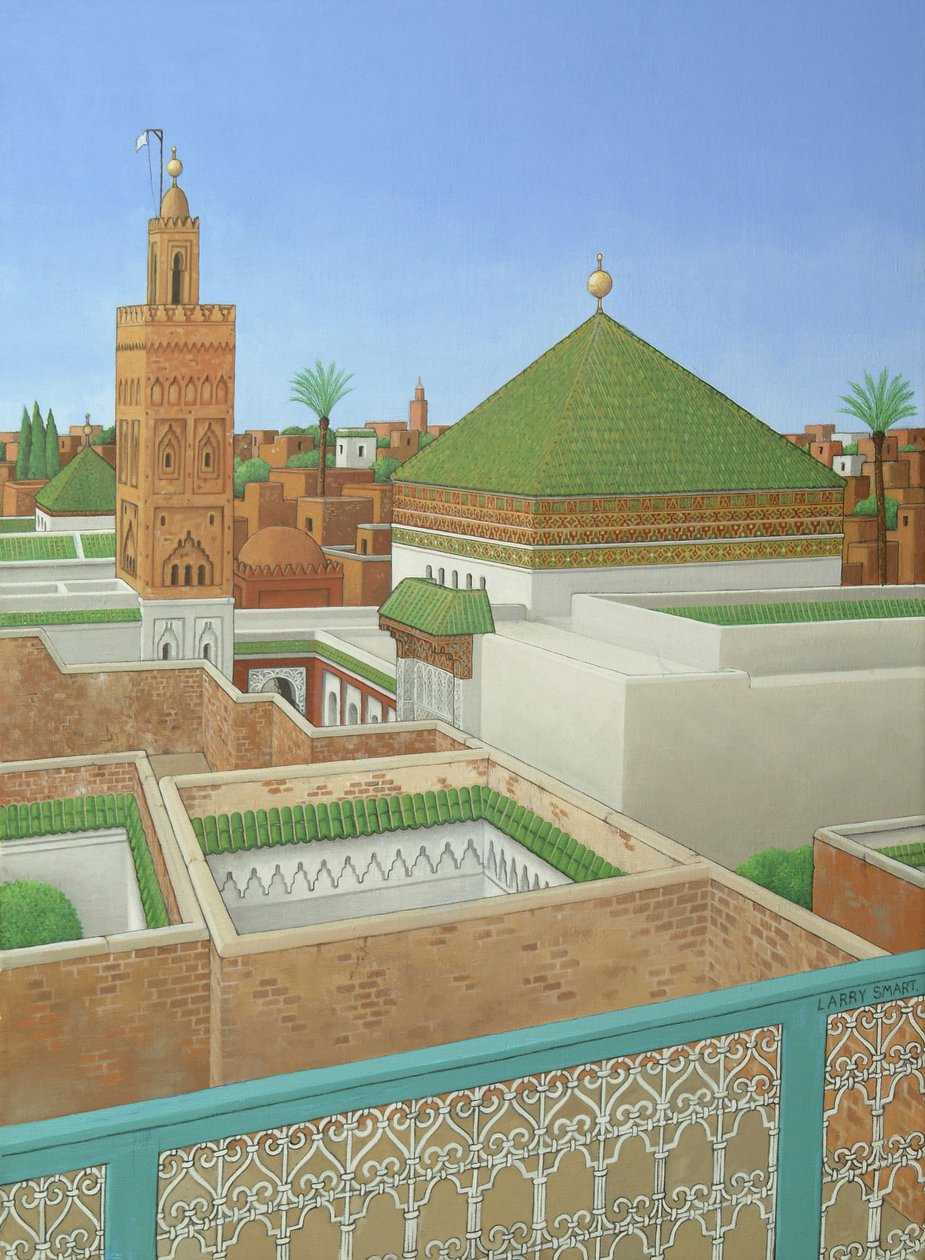Çatılar, Marakeş (keten üzerine akrilik) by Larry Smart