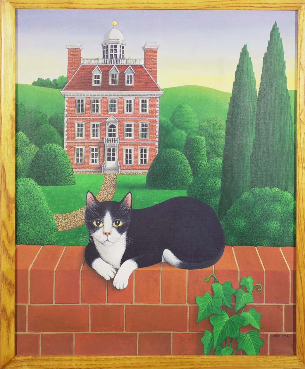 Duvardaki Kedi, 1986 (keten üzerine akrilik) by Larry Smart