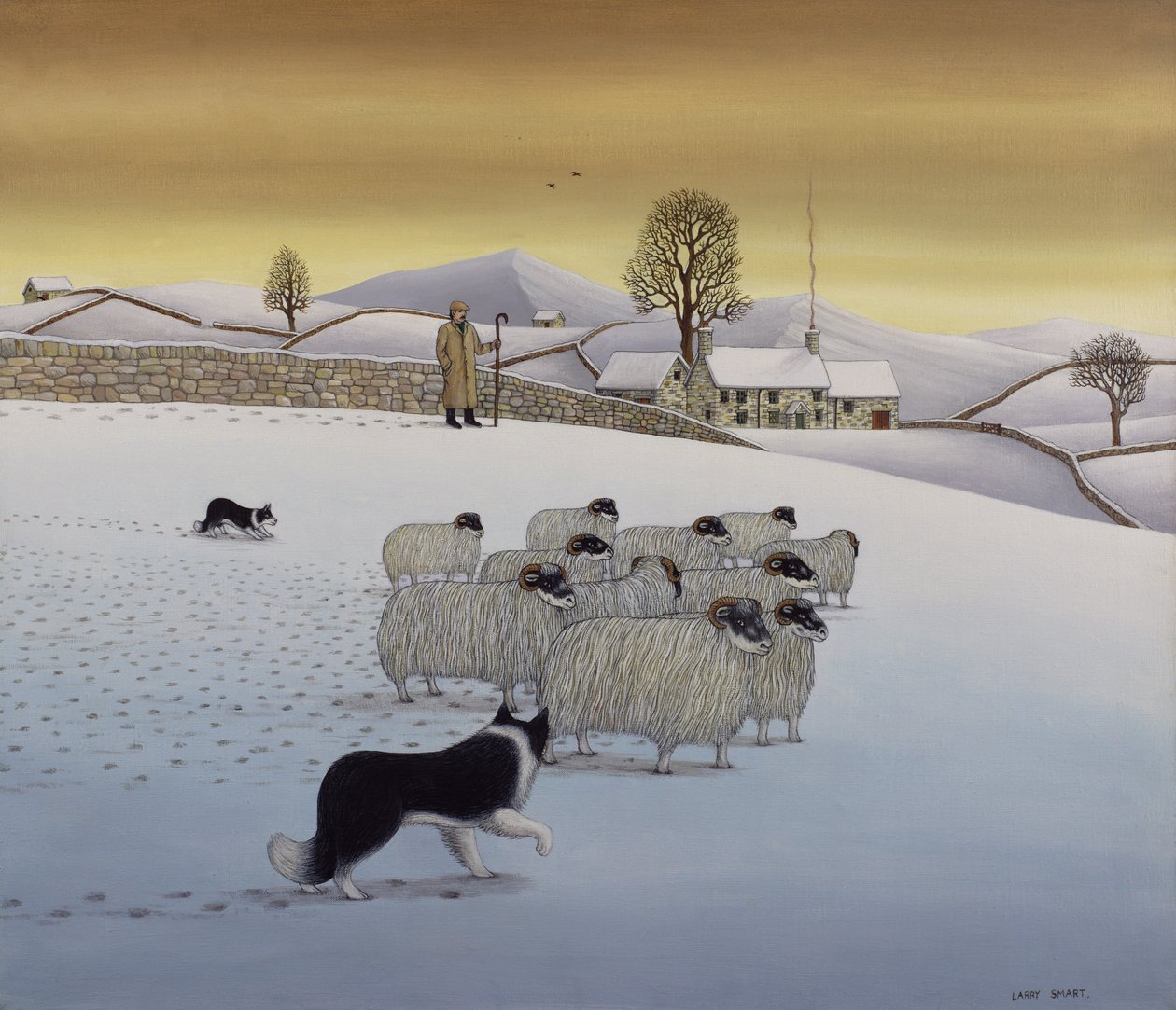 The Fells in Winter, 1984 (keten üzerine akrilik) by Larry Smart