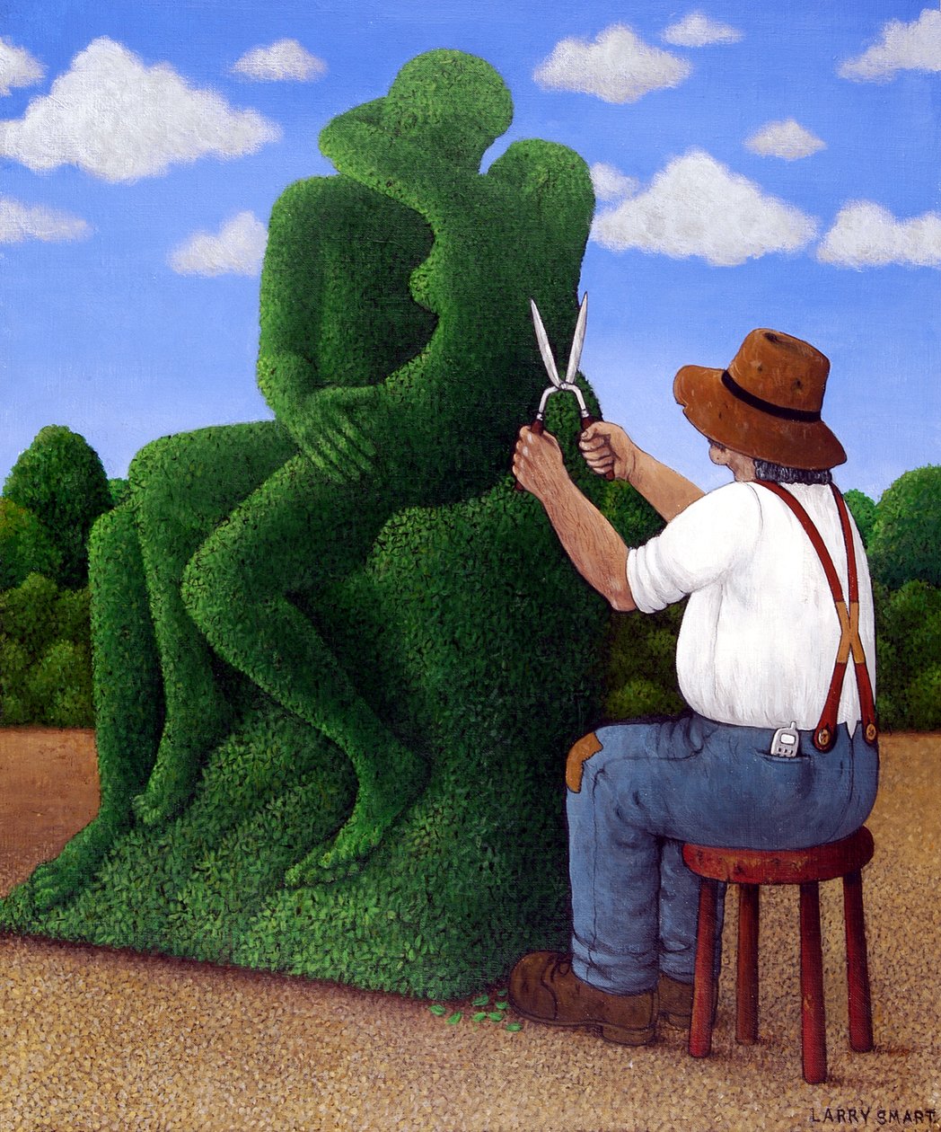Topiary Kiss (keten üzerine akrilik) by Larry Smart