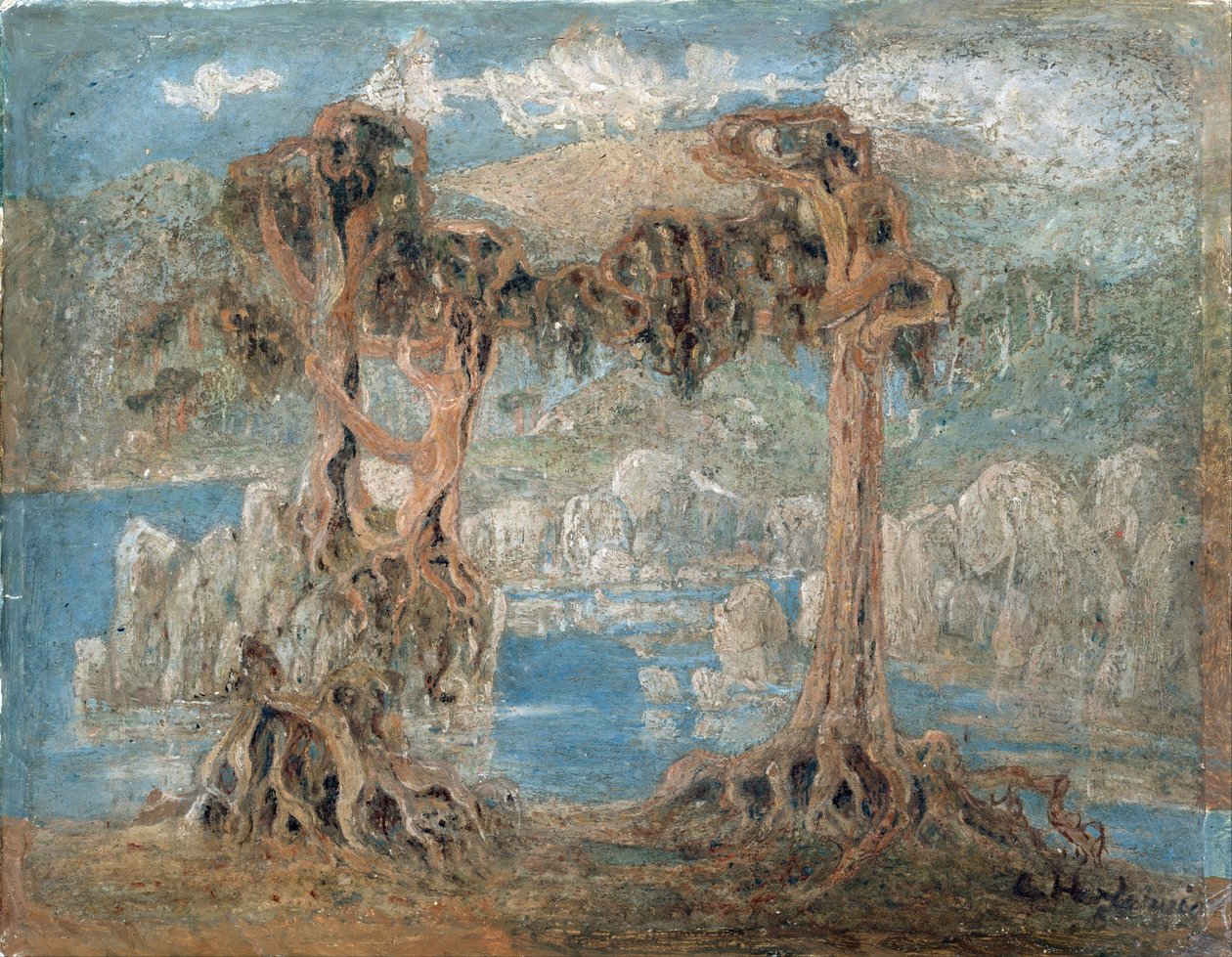 "Peyzaj""Deniz Kıyısındaki Hurda Ağaçlar, Norveç - Tablo, Lars Hertervig (1830-1902) 1902 Ulusal Sanat Müzesi, Oslo Norveç by Lars Hertervig