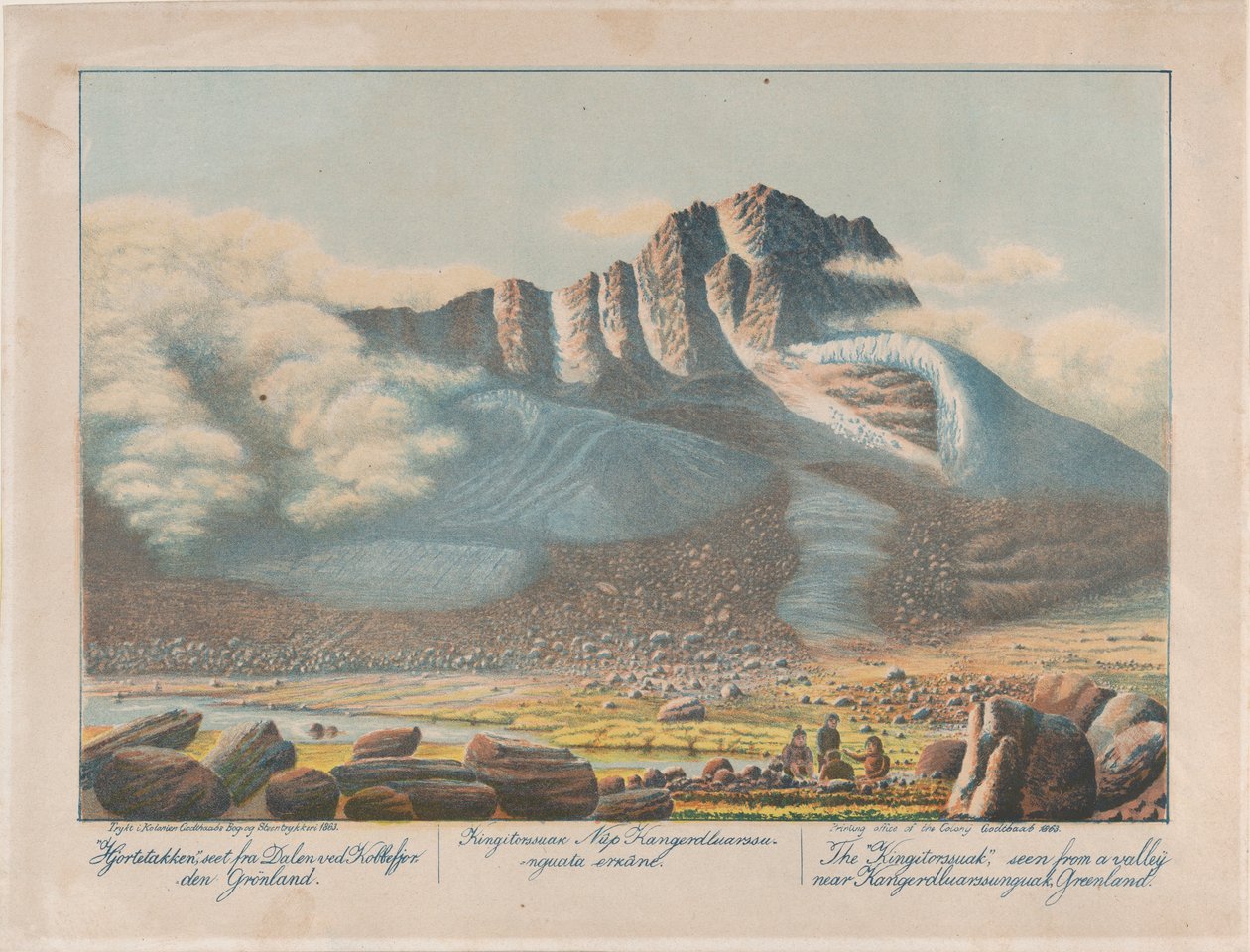 Kangerdluarssunguak yakınlarındaki bir vadiden görülen Kingitorssuak, Grönland, 1863. by Lars Møller