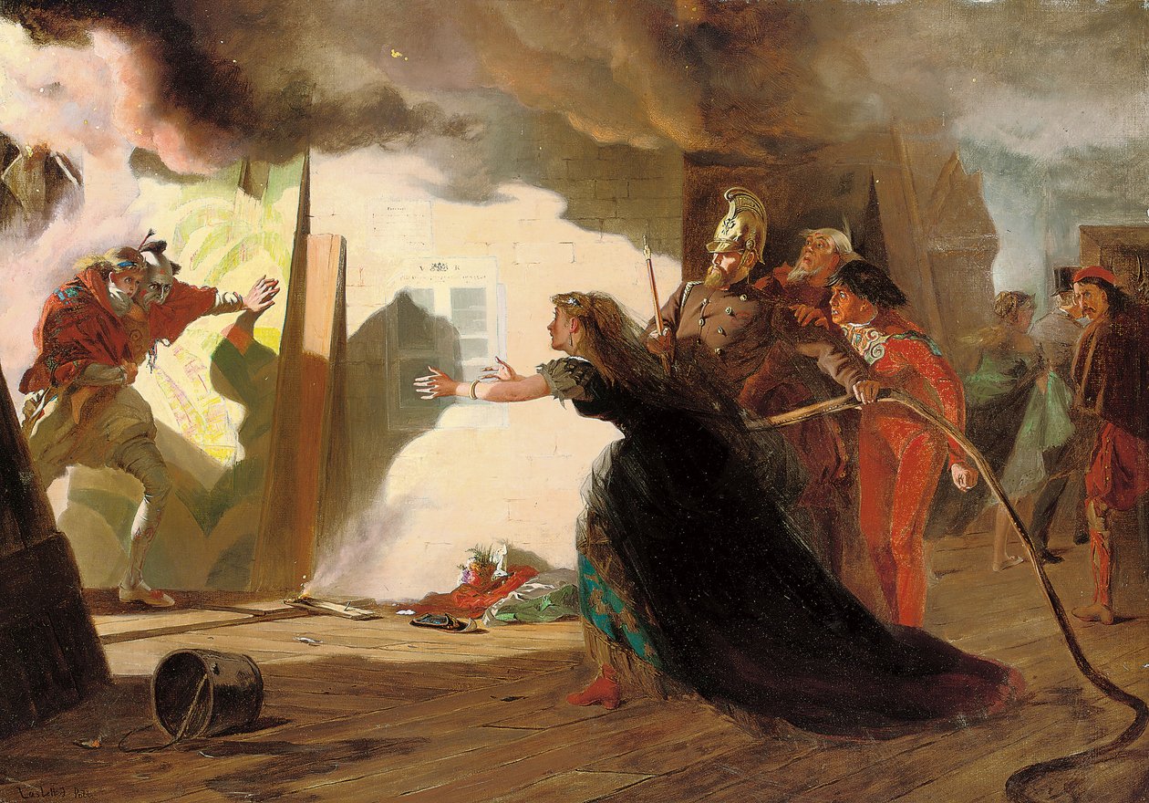 Tiyatroda yangın (tuval üzerine yağlı boya) by Laslett John Pott