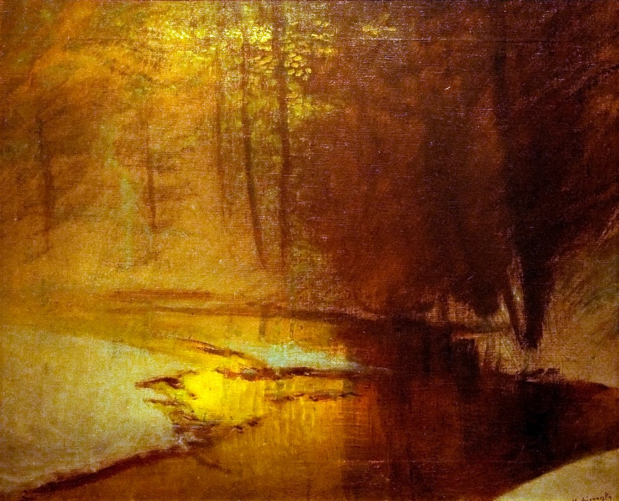 Aranylo fenyek a tele erdobennİngilizce: Golden_Lights_in_the_Winter_Forestn by Laszlo Mednyanszky