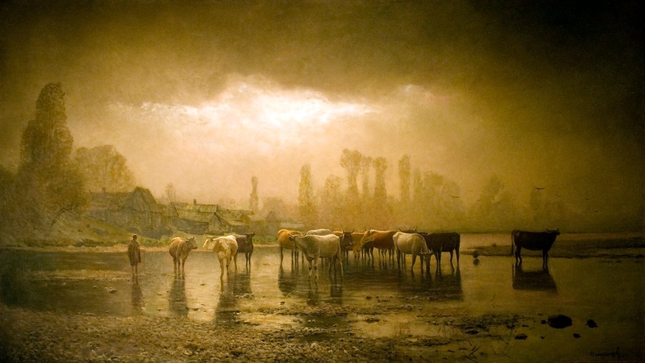 Munkacs videkerol ItatoCountryside at Munkacs Wateringn by Laszlo Mednyanszky