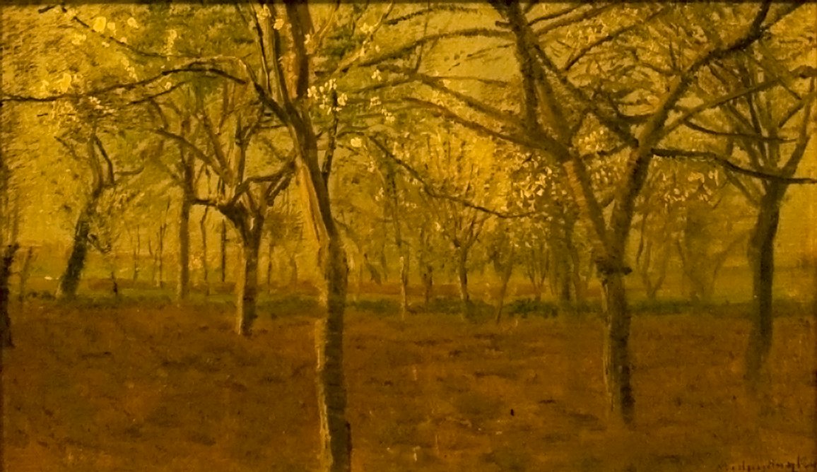 Viragzo almafaknİngilizce: Blossoming_Apple_Treesn by Laszlo Mednyanszky