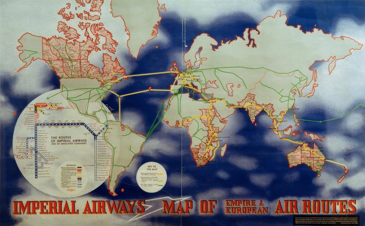 Imperial Airways Empire ve Avrupa Hava Yolları Haritası by Laszlo Moholy Nagy