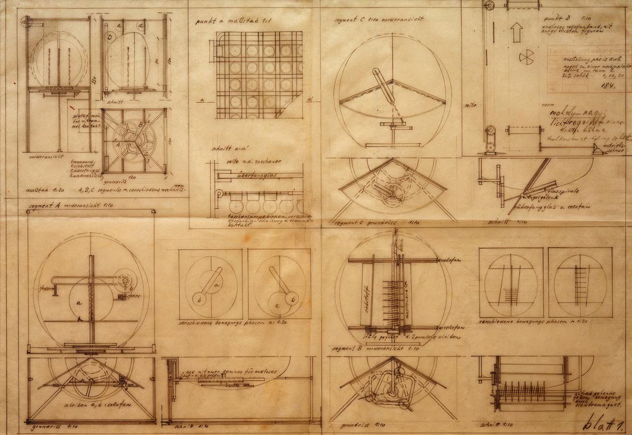 Bir elektrik sahnesinin ışık desteği by Laszlo Moholy Nagy