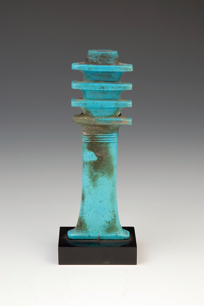 Djed Pillar Muska fayans ve parlak mavi sır by Late Period Egyptian