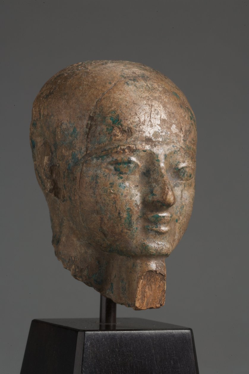 Ptah başı (sırlı steatit) (ayrıca bkz. 325629) by Late Period Egyptian