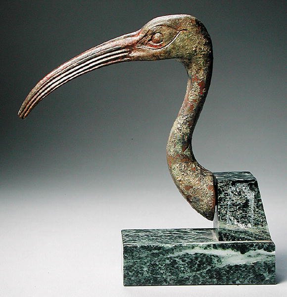 Bir ibis başı (katı döküm bronz) by Late Period Egyptian