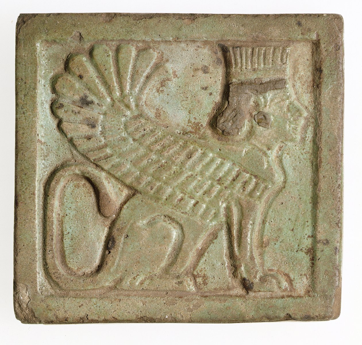 Kanatlı Pers Sfenksli plaket, MÖ 525-401 dolayları (kalıplı fayans) by Late Period Egyptian