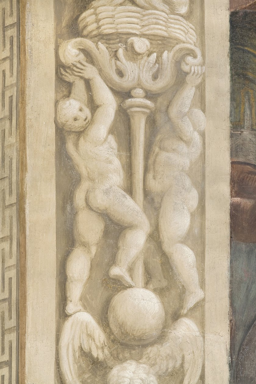 Putti, pencerelerin etrafındaki süslemeler (fresk) by Lattanzio Gambara