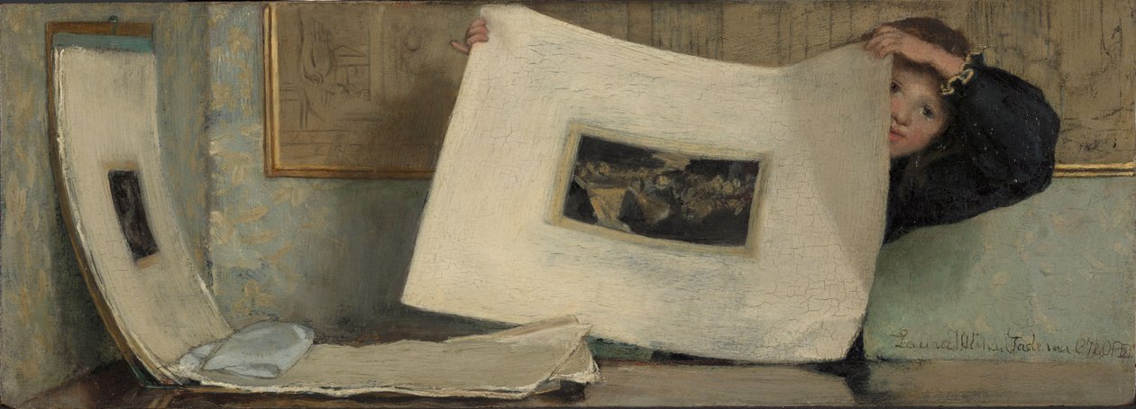 Anna, Bir Baskı Portföyünü Araştırıyor by Laura Theresa Alma Tadema (Lady)