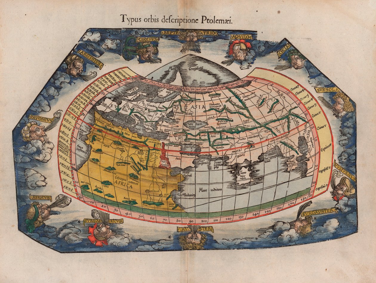 Ptolemy (Typus Orbis Descriptione Ptolemaei), Laurent Fries tarafından Gaspar Trechsel