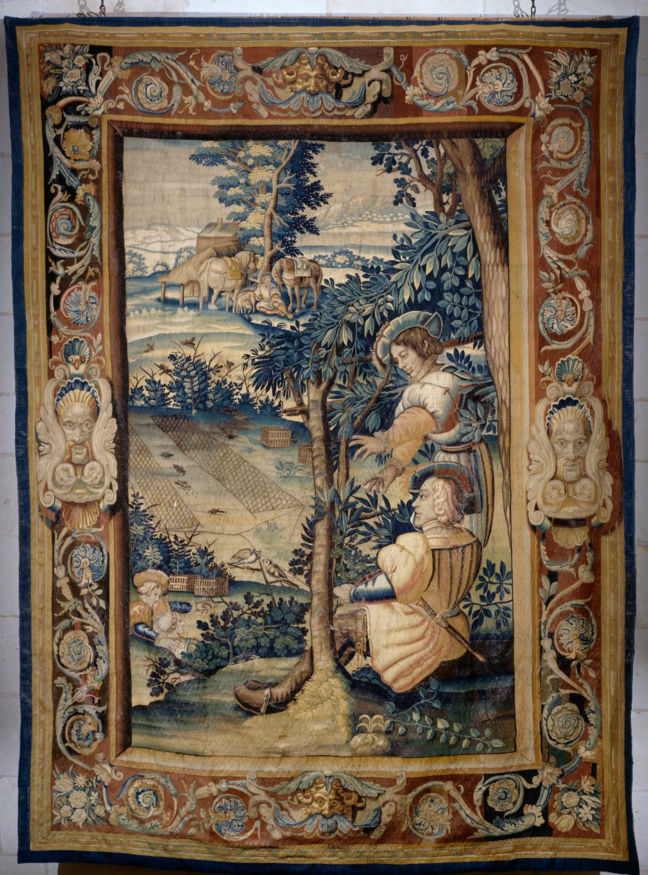 Ağ ile kuş avı, Francis I Hunts serisinden goblen by Laurent Guyot