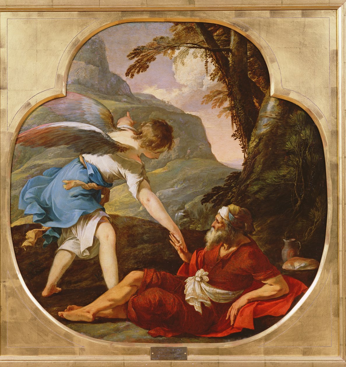 İlyas Bir Melek Tarafından Kurtarıldı, 1630 dolayları (bakır üzerine yağlı boya) by Laurent de la Hyre