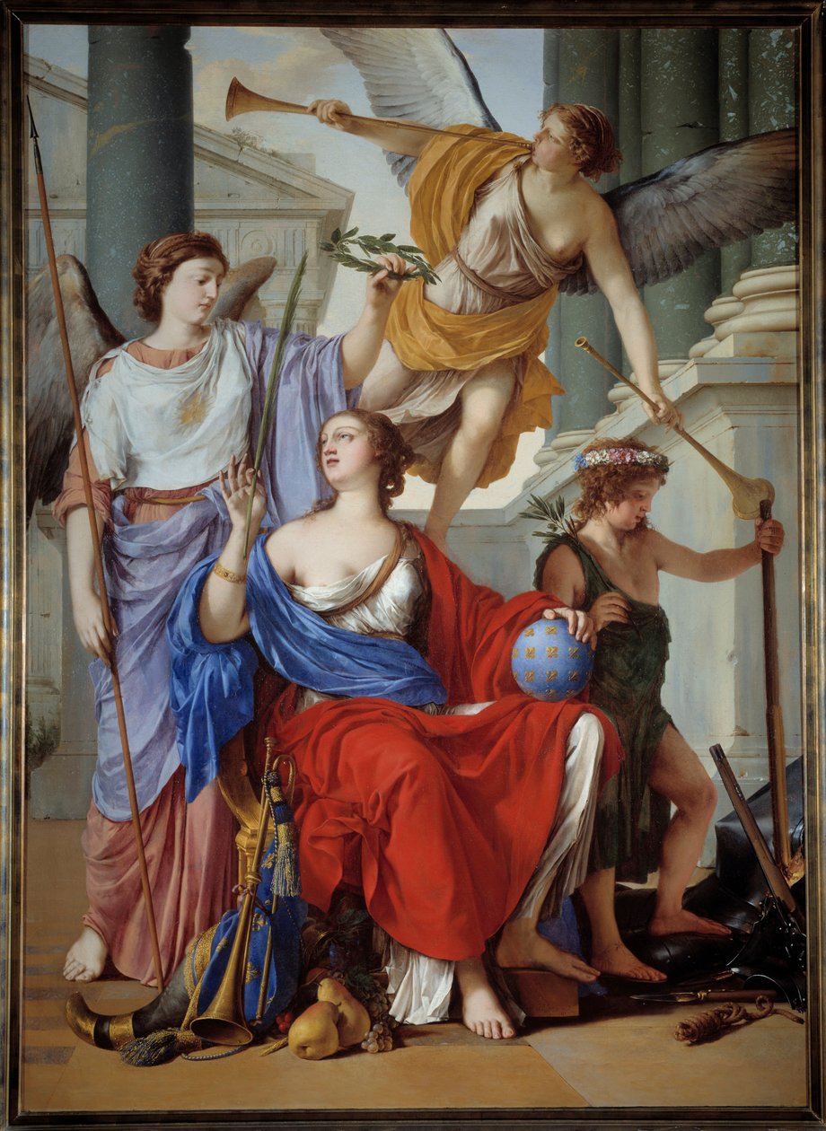 Avusturya Anne Naipliği Alegorisi (1601-1666) Naip, Yeniden Adlandır ve Barış alegorisi ile çevrilidir. Bağlam, Otuz Yıl Savaşları