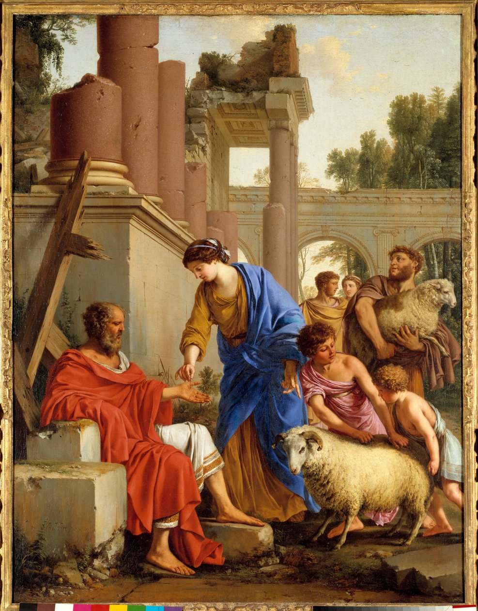İş, mülküne geri yüklenir, Tanrı maha tarafından vurulduktan sonra bir işi müreffeh kılar. Laurent de La Hyre (1606-1656) tarafından yapılan tablo by Laurent de la Hyre