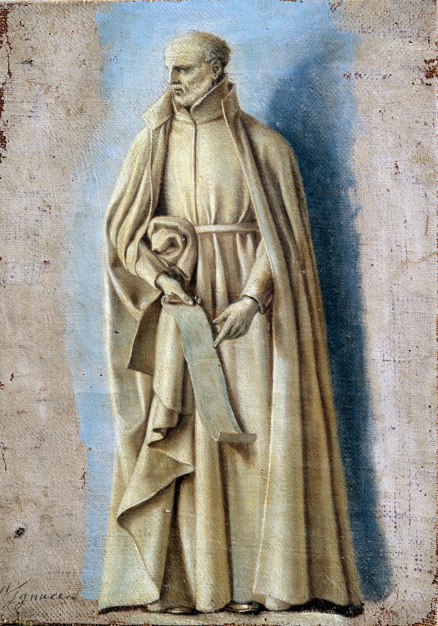 Saint Ignace, emrinin kurallarını içeren bir parşömen tutuyor Laurent de La Hyre (1606-1656) tarafından tuval üzerine camaieu ile boyama 17. yüzyıl Güneşi. 0,33 x 0,23 m Paris. Louvre müzesi by Laurent de la Hyre