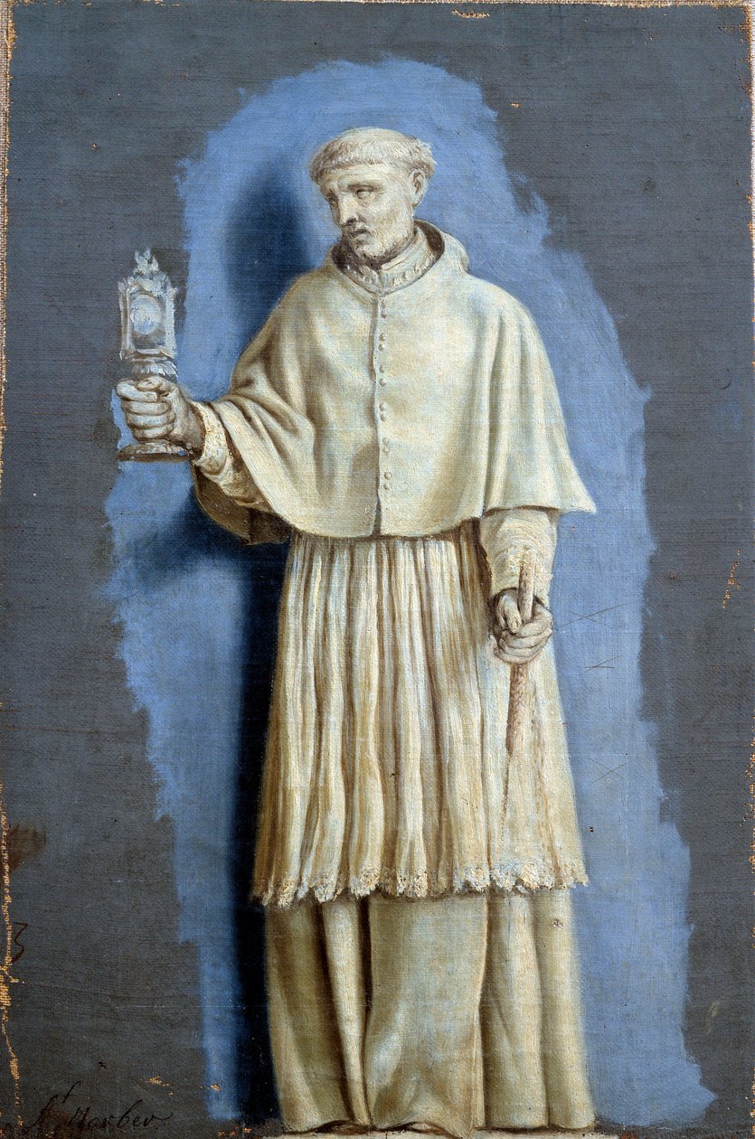 Saint Norbert bir ostensoire (ostensoir) ve bir mum tutuyor Laurent de La Hyre (1606-1656) tarafından tuval üzerine camaieu ile boyama 17. yüzyıl Güneşi. 0,35 x 0,23 m Paris. Louvre müzesi by Laurent de la Hyre
