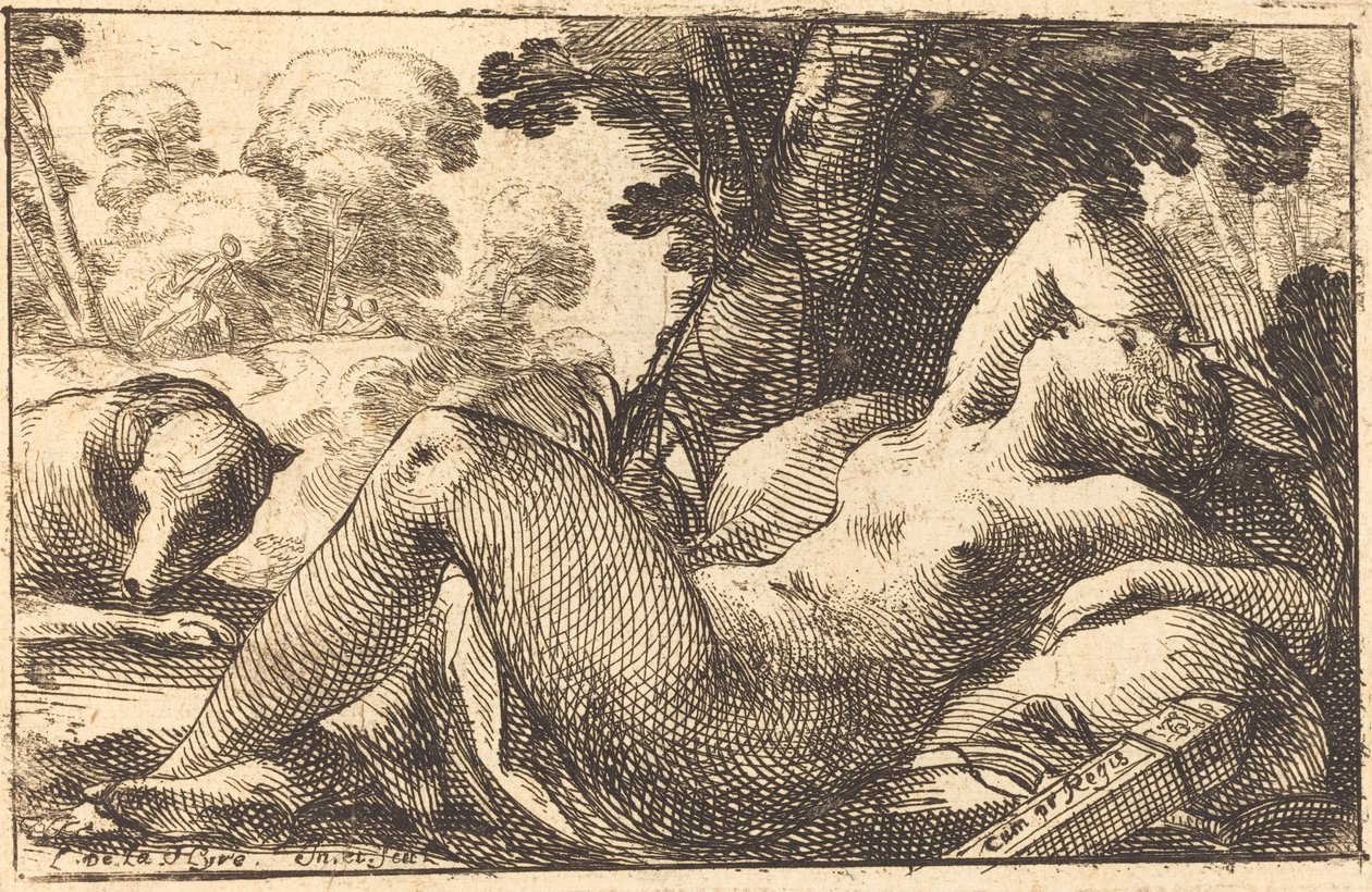 diana yaslanmış by Laurent de la Hyre