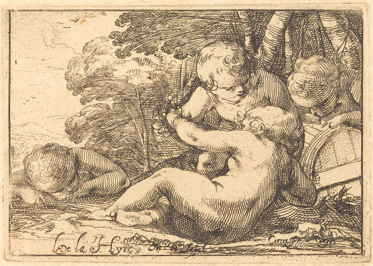 Dört Bacchic Çocuk by Laurent de la Hyre