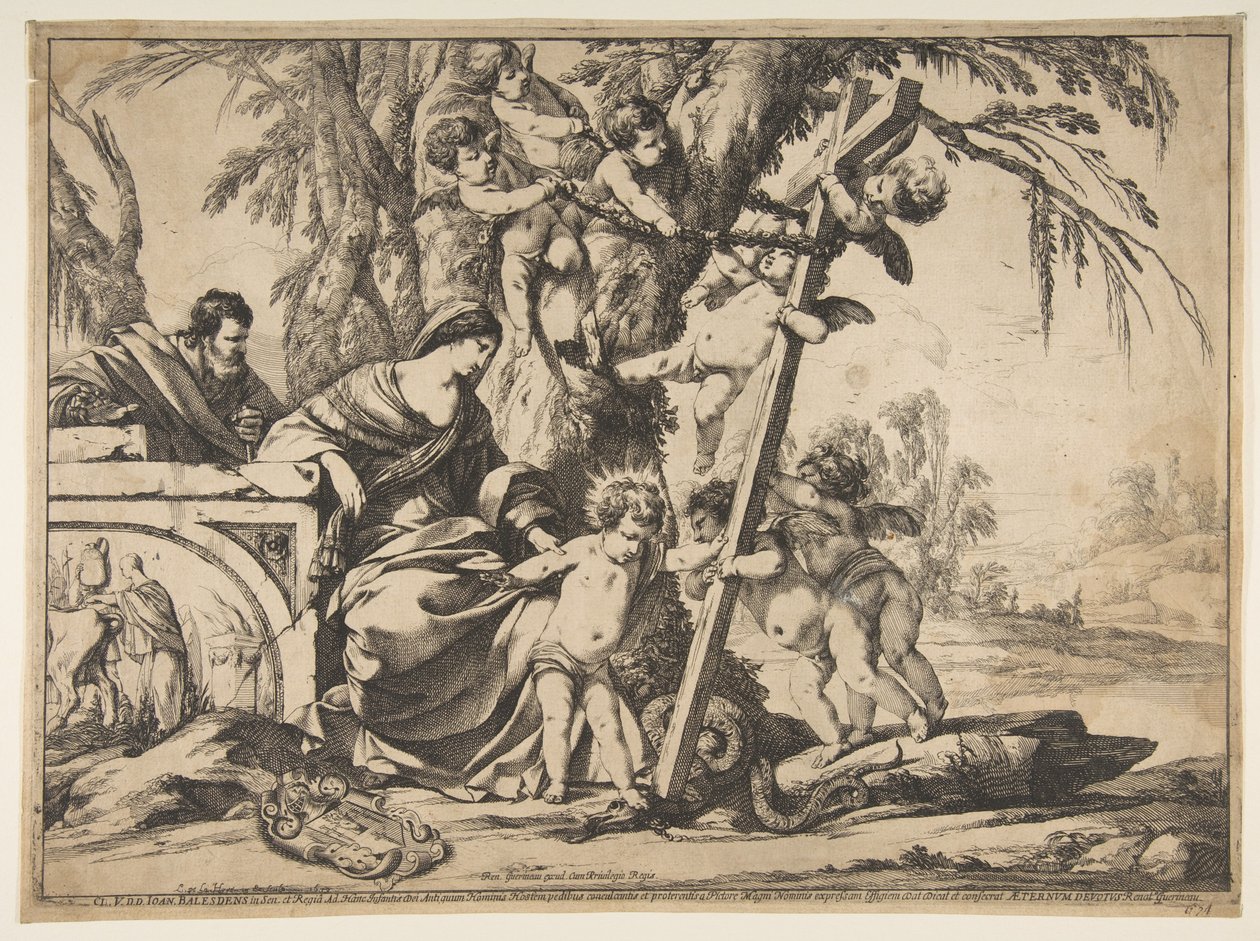 Yılana Basan Mesih Çocuklu Kutsal Aile, 1639. by Laurent de la Hyre