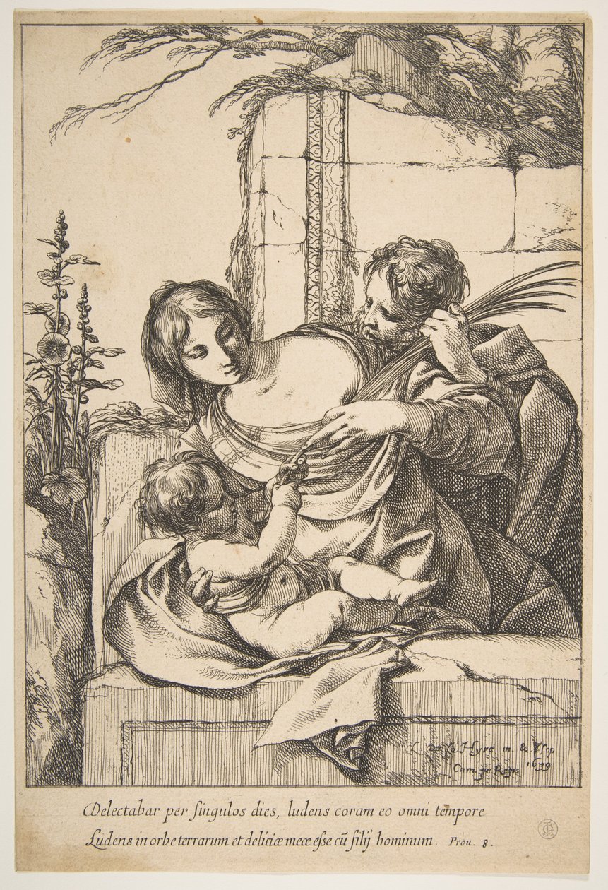 Palm ile Kutsal Aile, 1639. by Laurent de la Hyre