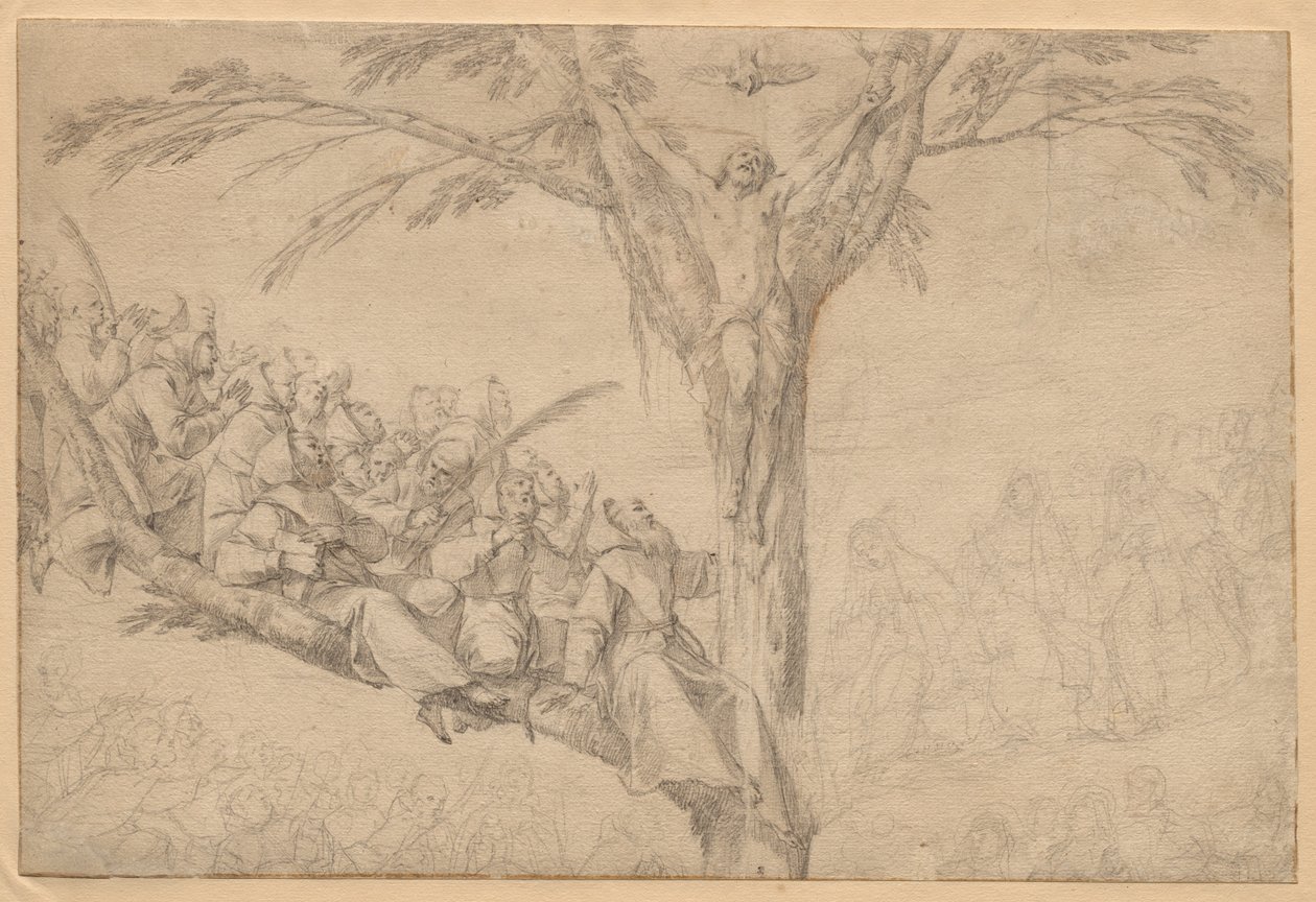 Keşişler ve Rahibeler ile Hayat Ağacı Olarak Çarmıha Gerilmiş İsa, c. 1639. by Laurent de la Hyre