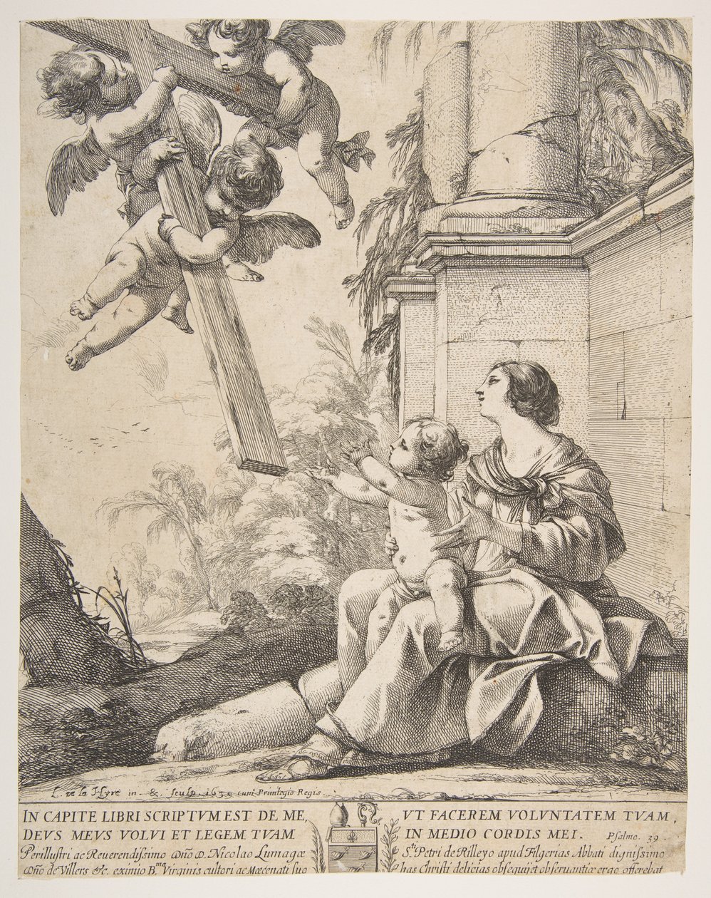 Meleklerle Bakire ve Çocuk, 1639. by Laurent de la Hyre