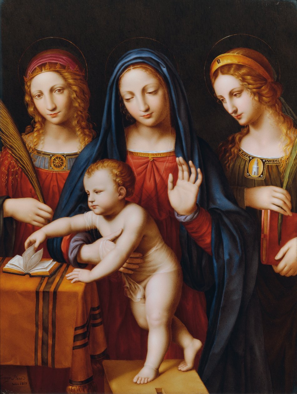 Çocuk İsa ile Madonna, St. Catherine ve St. Barbara by Laurenz Herr