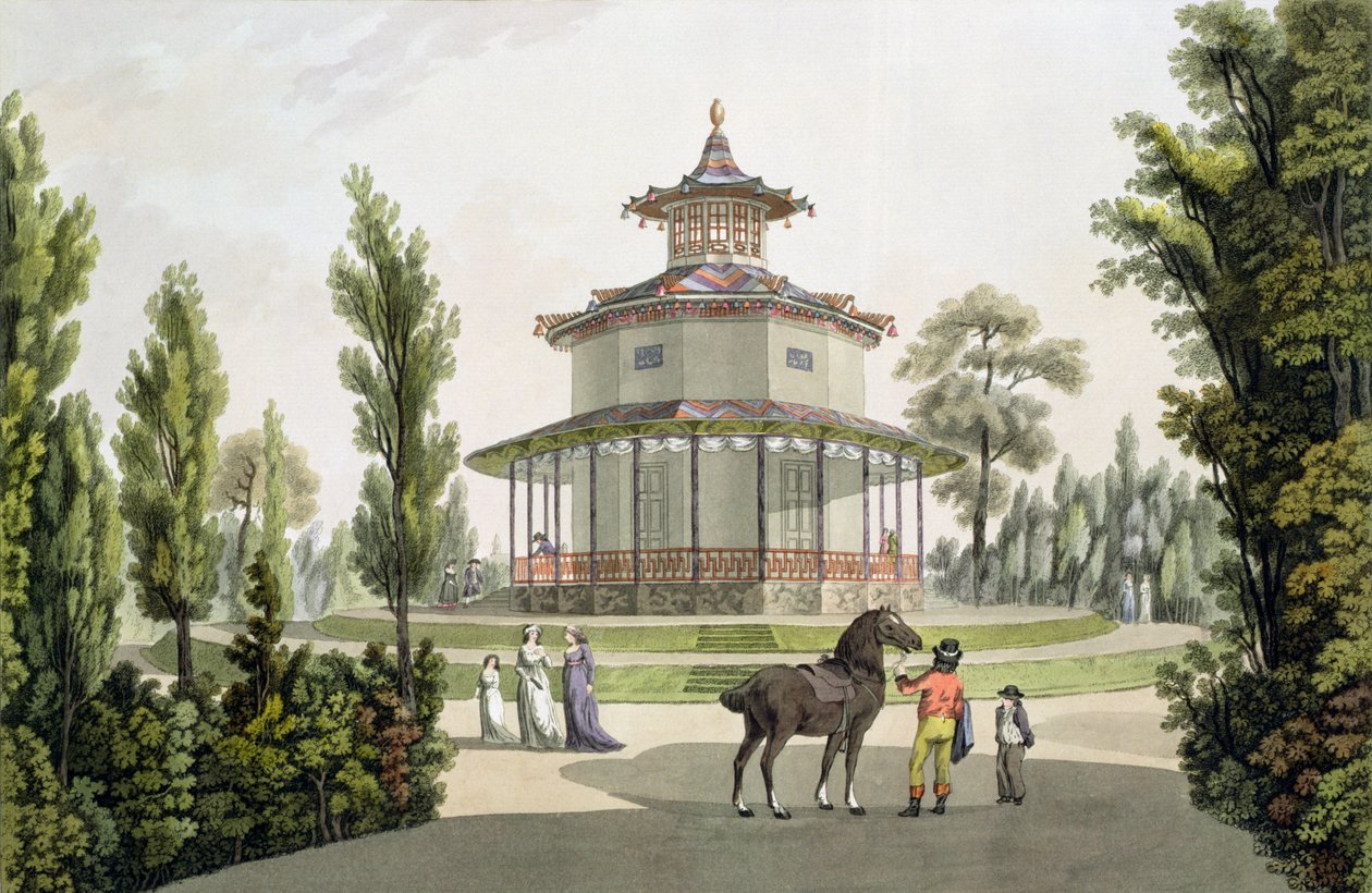 Çin Yaz Evi'nin görünümü, Eisgrub'daki Lichtenstein Sarayı, Johann Ziegler (c.1750-c.1812) tarafından oyulmuş, 1792 by Laurenz Janscha
