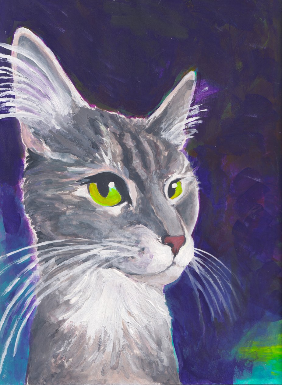 Catdog, c.2023 (suluboya kağıdı üzerine akrilik) by Laurie Michaels