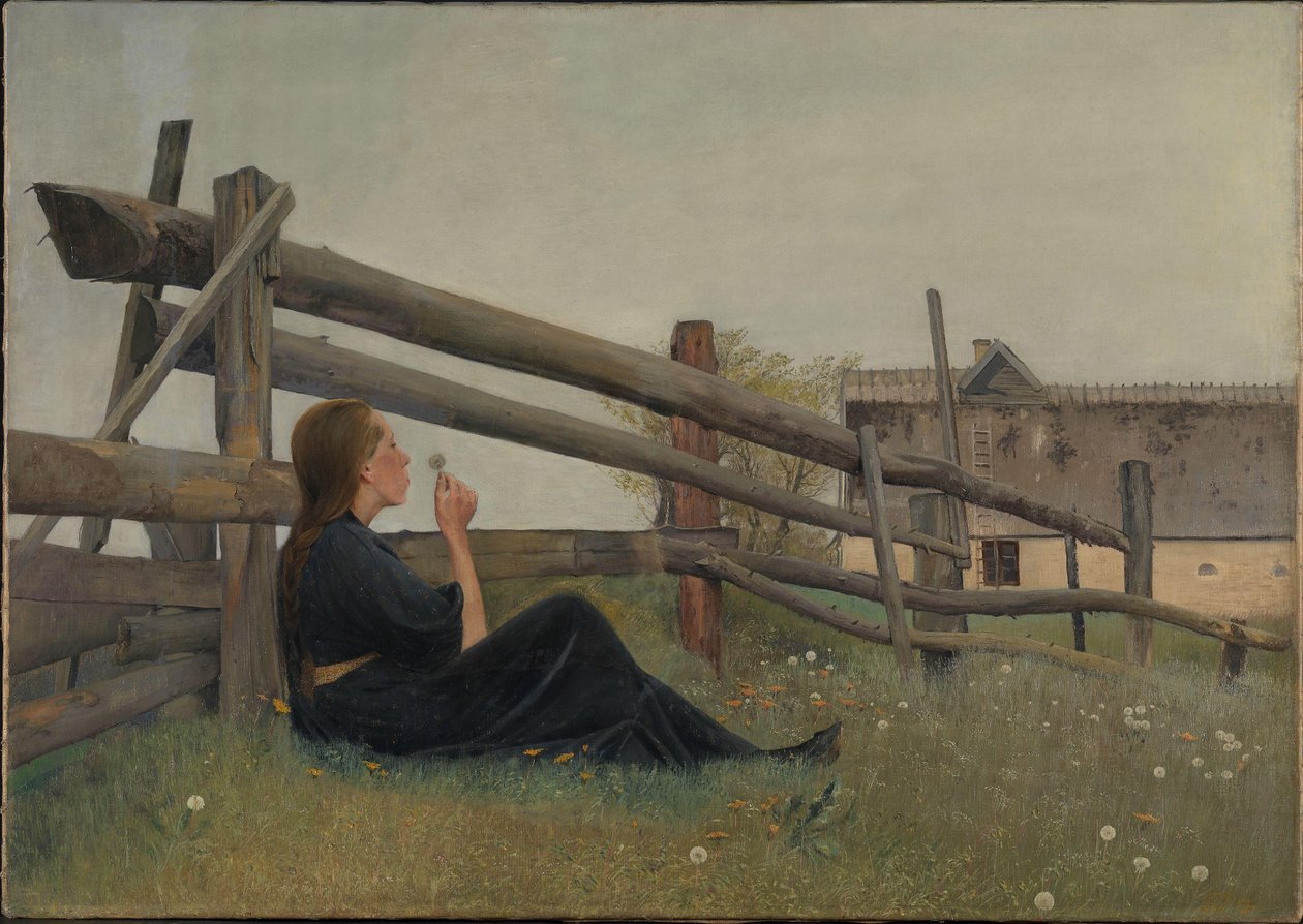 Haziran. Karahindiba Tohumlarını Üfleyen Kız, 1899 by Laurits Andersen Ring