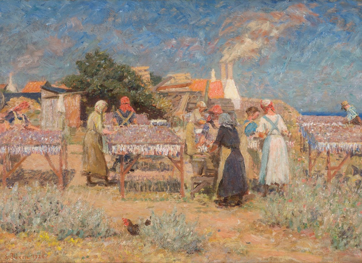 Güneşte kuruyan ringa balığı by Laurits Regner Tuxen