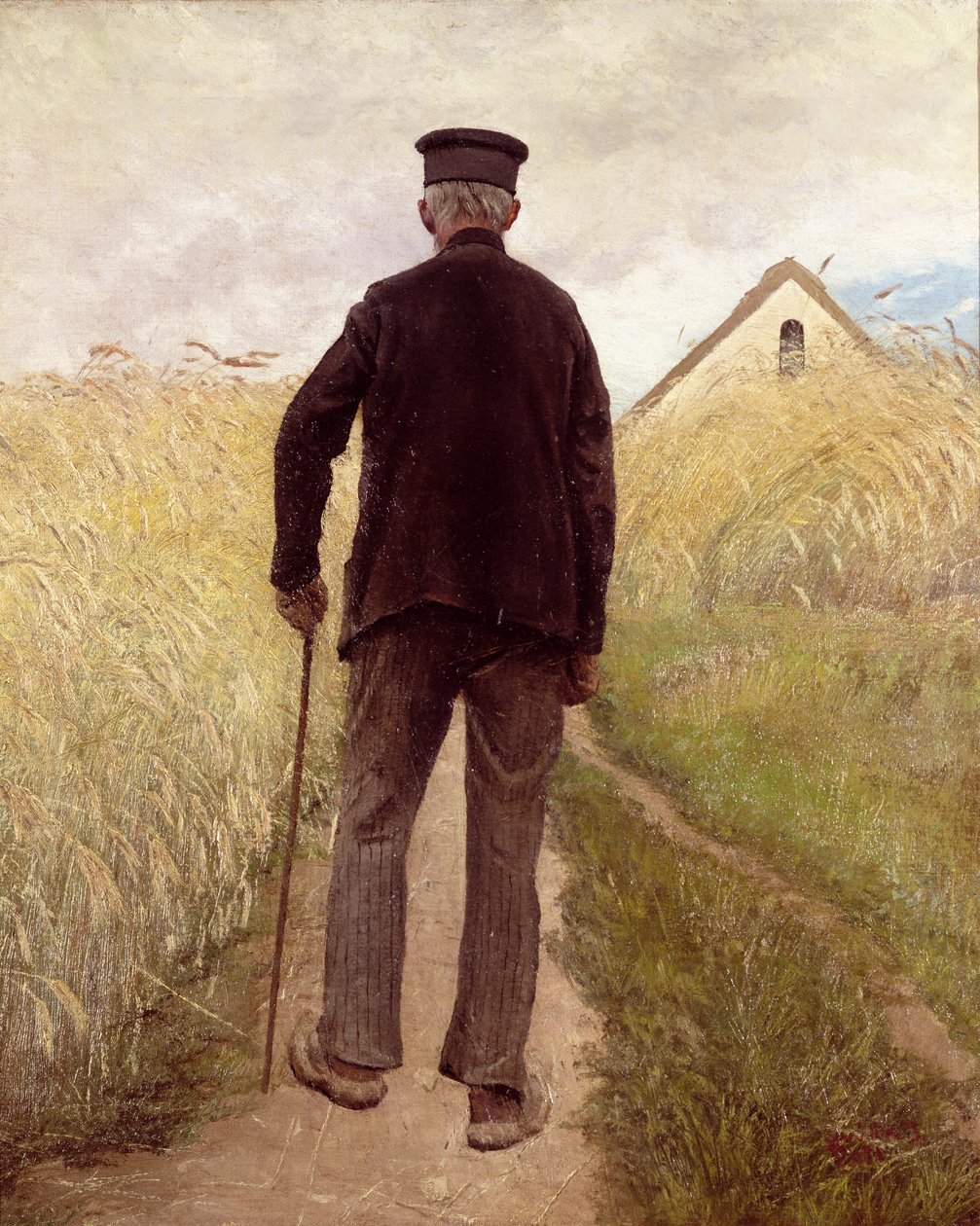 Çavdar tarlasında yürüyen yaşlı adam by Laurits Andersen Ring