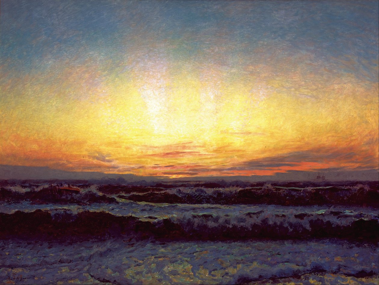 Fırtınalı havalarda Kuzey Denizi. Günbatımından sonra. Höjen by Laurits Regner Tuxen