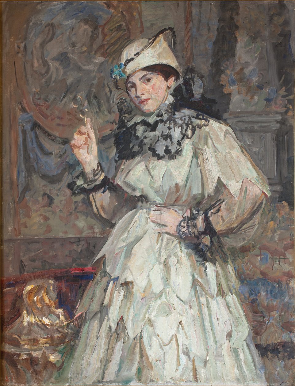 Süslü Elbiseli Sanatçının Kızı by Laurits Regner Tuxen