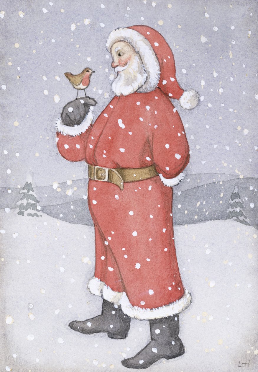 Noel Baba ve Robin (kağıt üzerinde wc) by Lavinia Hamer